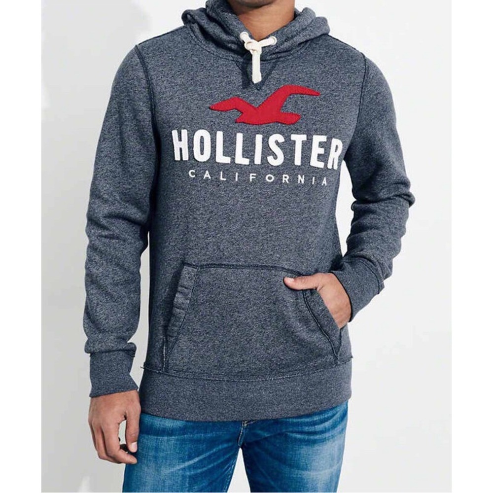 Hollister Dark Gray Hoodie with Red Emblem